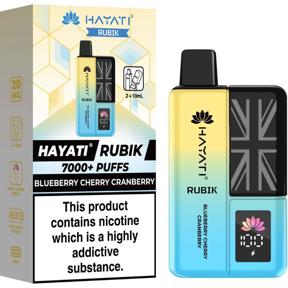 Hayati Rubik 7000 Vape Kit Box of 5 Blueberry Cherry Cranberry