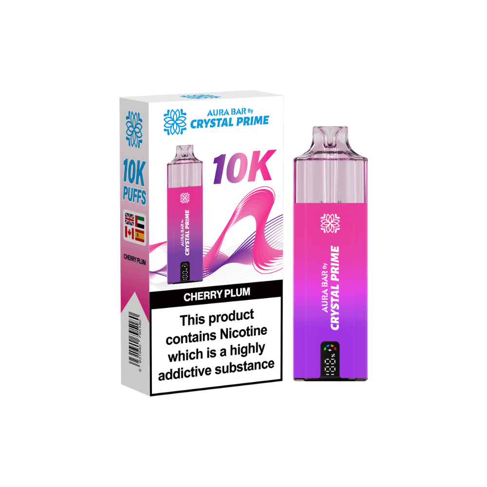 Crystal Prime Aura Bar 10k Vape Kit Box of 5 Cherry Plum