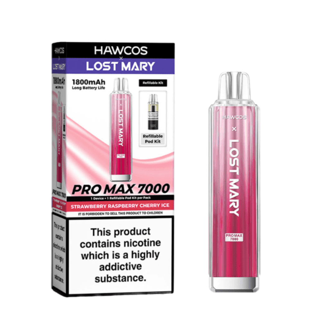 Hawcos x Lost Mary Pro Max 7000 Box of 10 Strawberry Raspberry Cherry Ice