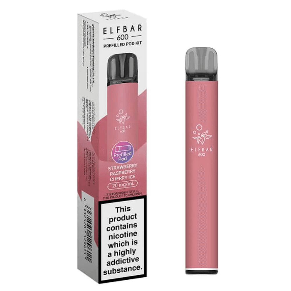 Ske Crystal Original 600 Vape Kit Box of 10 Strawberry Raspberry Cherry Ice