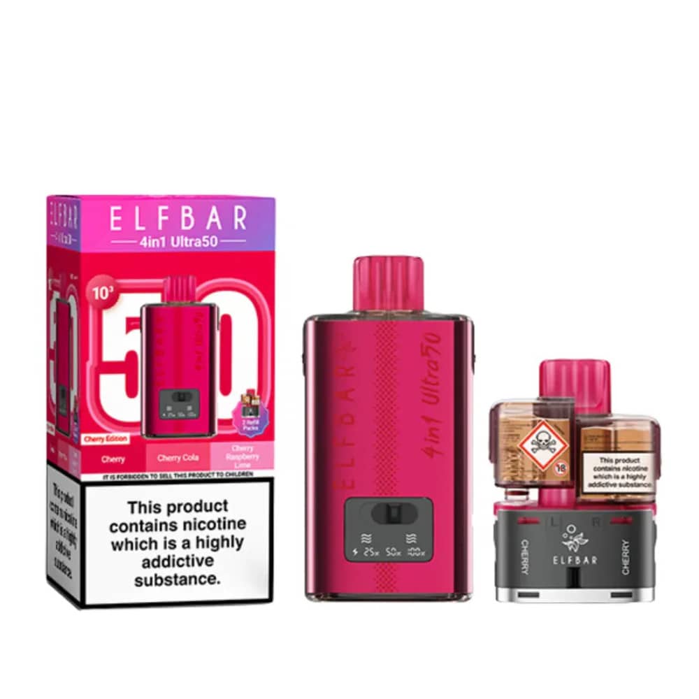 Elf Bar Ultra 50k Vape Kit Box of 5 Cherry Edition