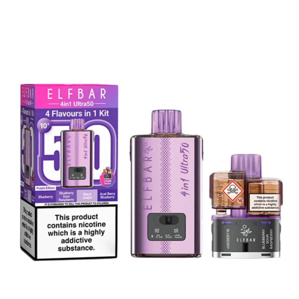 Elf Bar Ultra 50k Vape Kit Box of 5 Purple Edition