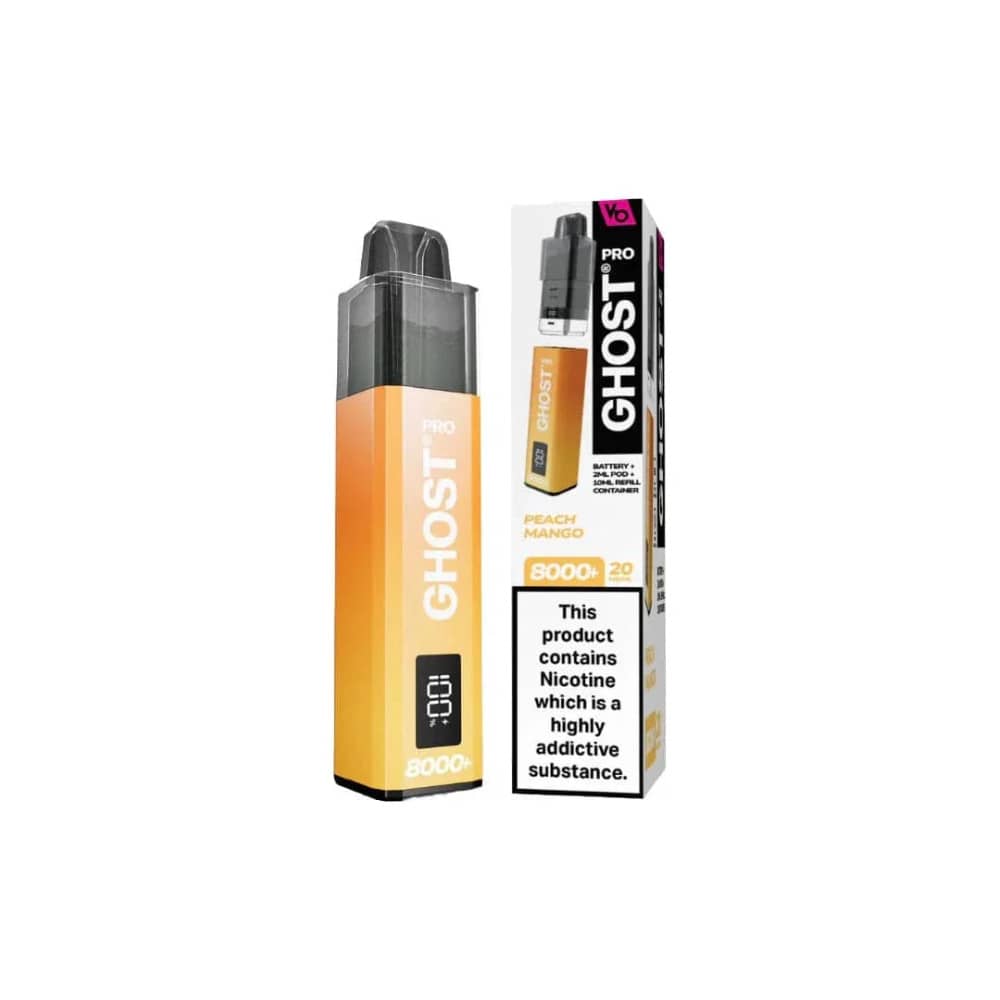 Ghost Pro 8000 Prefilled Vape Kit Box of 5 Peach Mango