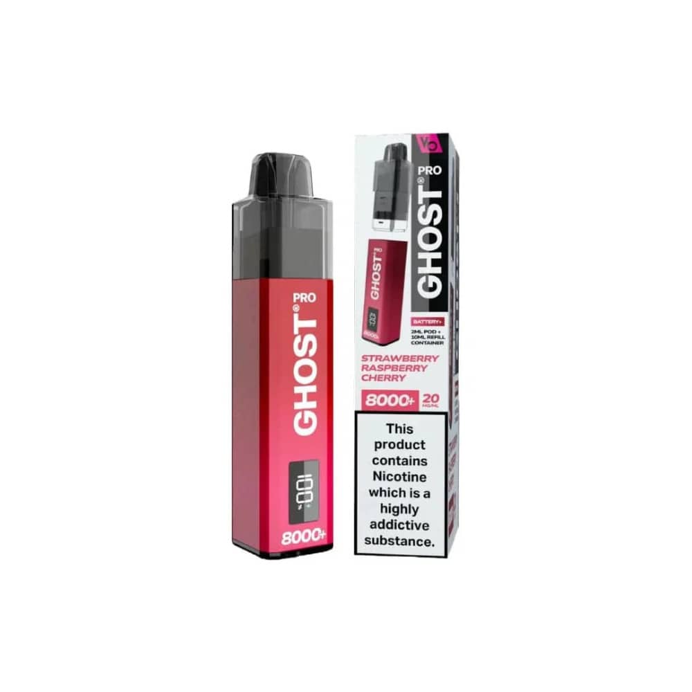 Ghost Pro 8000 Prefilled Vape Kit Box of 5 Strawberry Raspberry Cherry