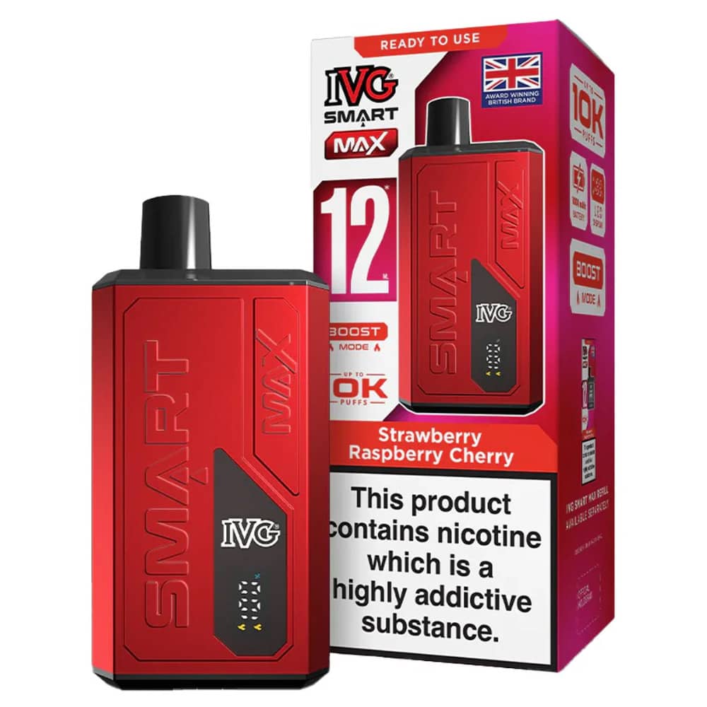 IVG Smart Max 10k Vape Kit Box of 5 Strawberry Raspberry Cherry