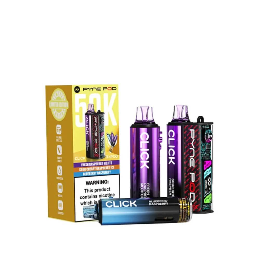 Pyne Pod Click 50k Vape Kit Box of 5 Raspberry Edition