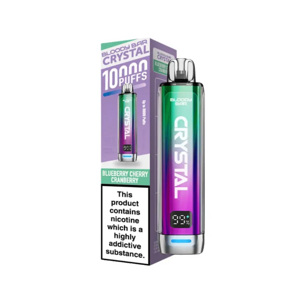 Bloody Bar Crystal 10k Vape Kit Box of 5 Blueberry Cherry Cranberry