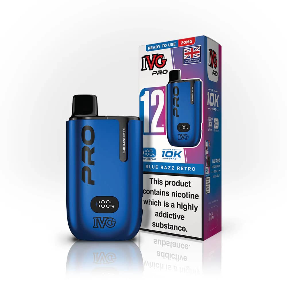 IVG Pro 10k Vape Kit Box of 5 Blue Razz Retro
