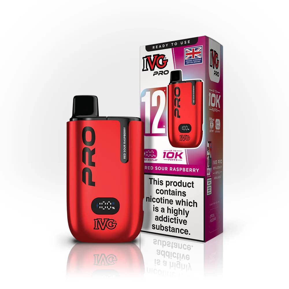 IVG Pro 10k Vape Kit Box of 5 Red Sour Raspberry