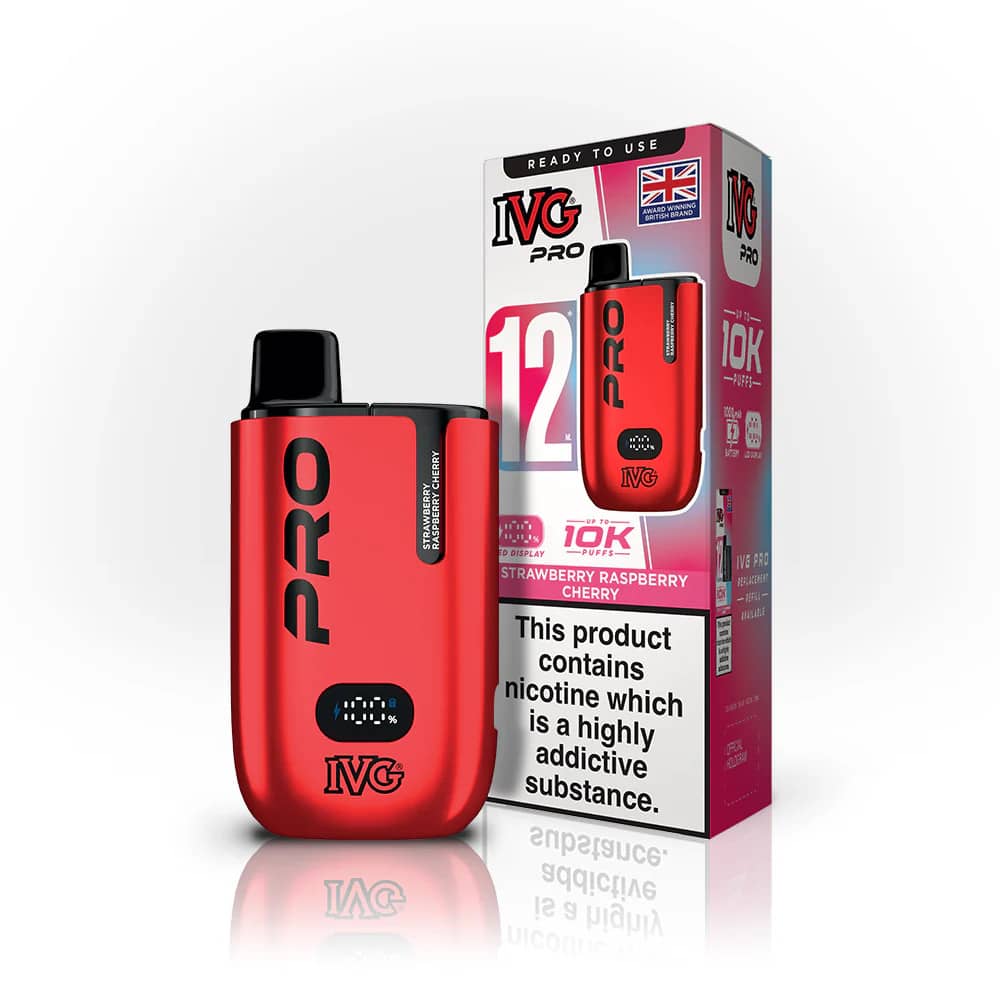 IVG Pro 10k Vape Kit Box of 5 Strawberry Raspberry Cherry