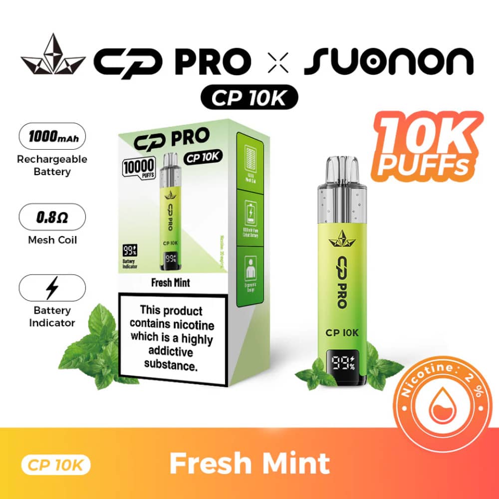 Crystal Pro CP 10k Vape Kit Box of 5 Fresh Mint