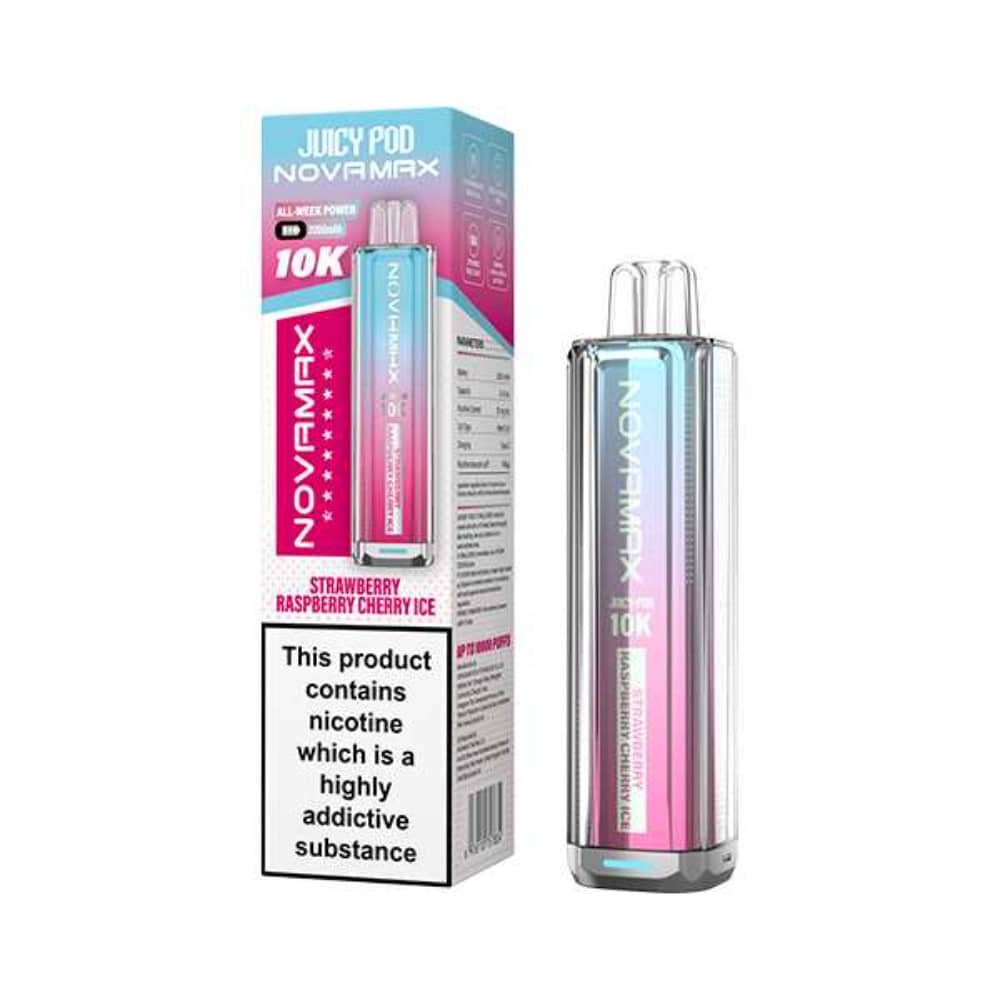 Juicypod Novamax 10k Vape Kit Box of 5 Strawberry Raspberry Cherry Ice