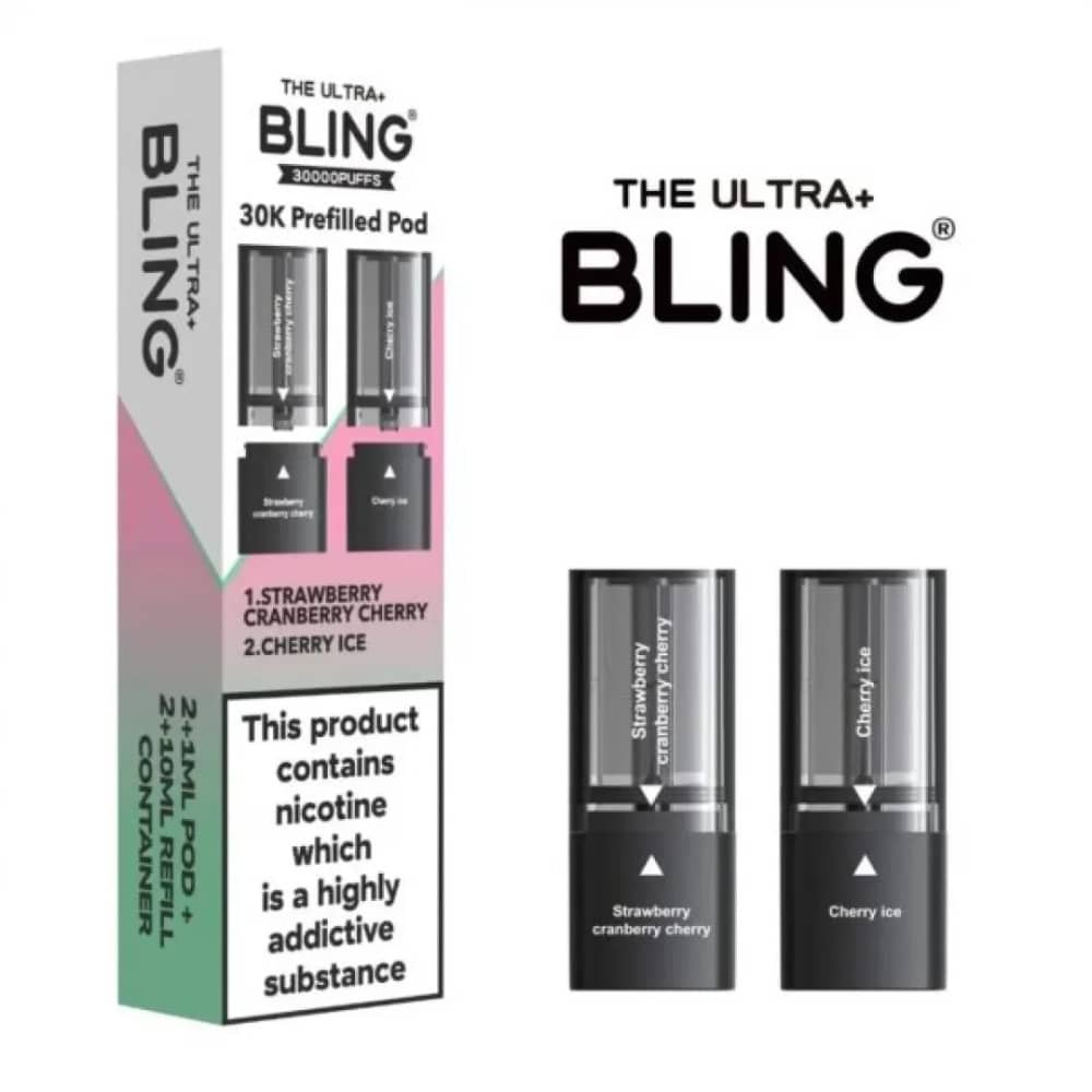 The Crystal Bling Ultra Plus 30k Pods Pack of 5 Strawberry Cranberry Cherry/Cherry Ice