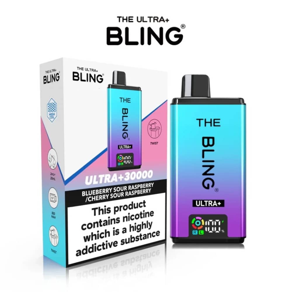 The Crystal Bling Ultra Plus 30k Vape Kit Box of 5 Blueberry Sour Raspberry / Cherry Sour Raspberry