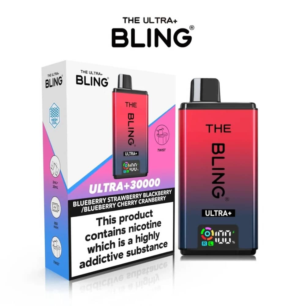 The Crystal Bling Ultra Plus 30k Vape Kit Box of 5 Blueberry Strawberry Blackberry / Blueberry Cherry Cranberry
