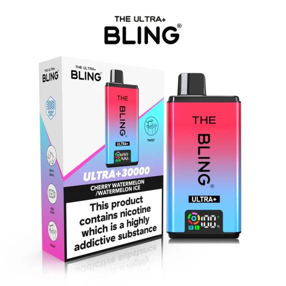 The Crystal Bling Ultra Plus 30k Vape Kit Box of 5 Cherry Watermelon / Watermelon Ice