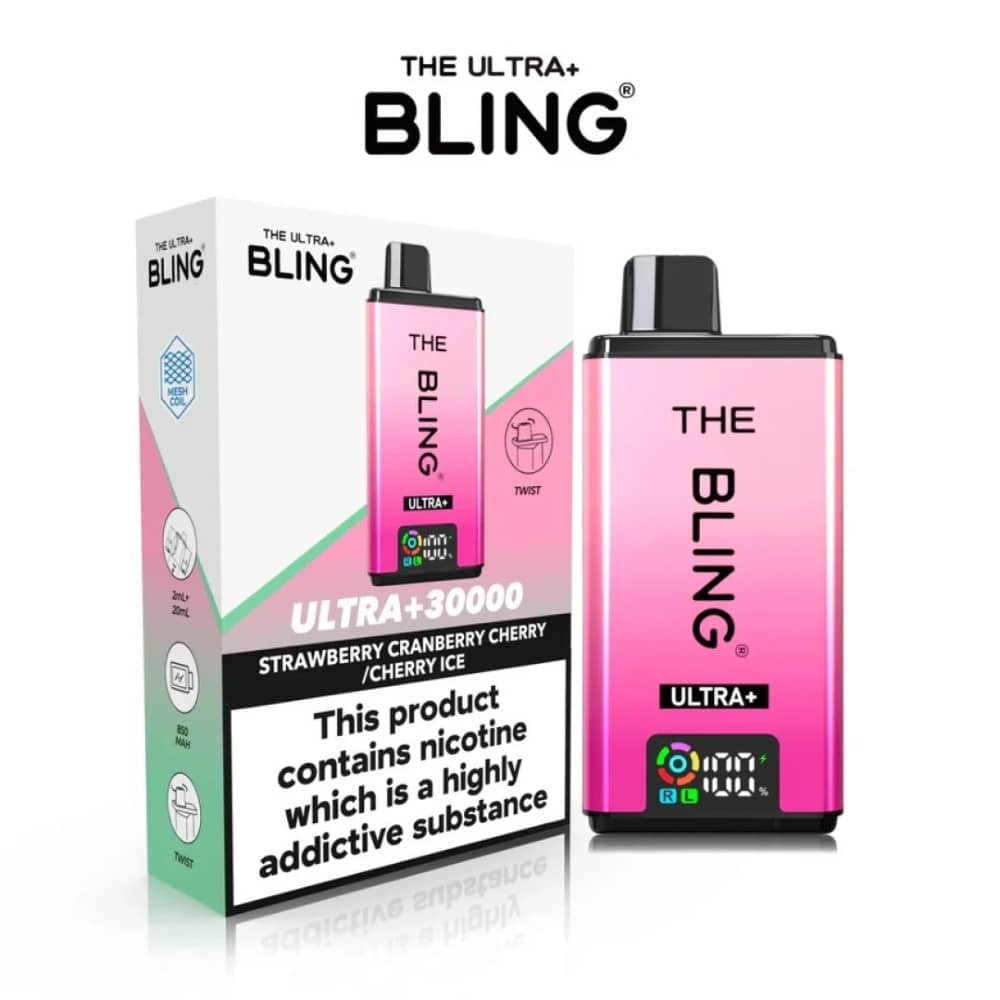 The Crystal Bling Ultra Plus 30k Vape Kit Box of 5 Strawberry Cranberry Cherry / Cherry Ice