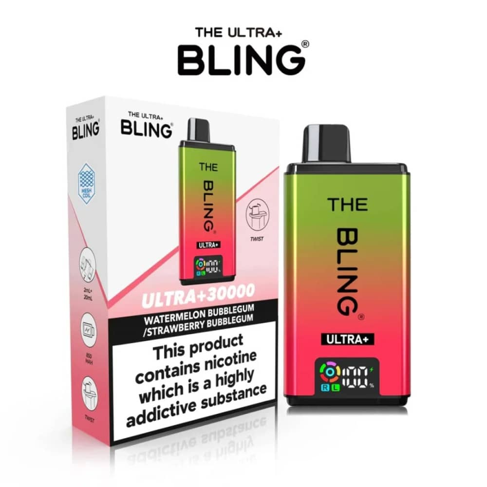The Crystal Bling Ultra Plus 30k Vape Kit Box of 5 Watermelon Bubblegum / Strawberry Bubblegum