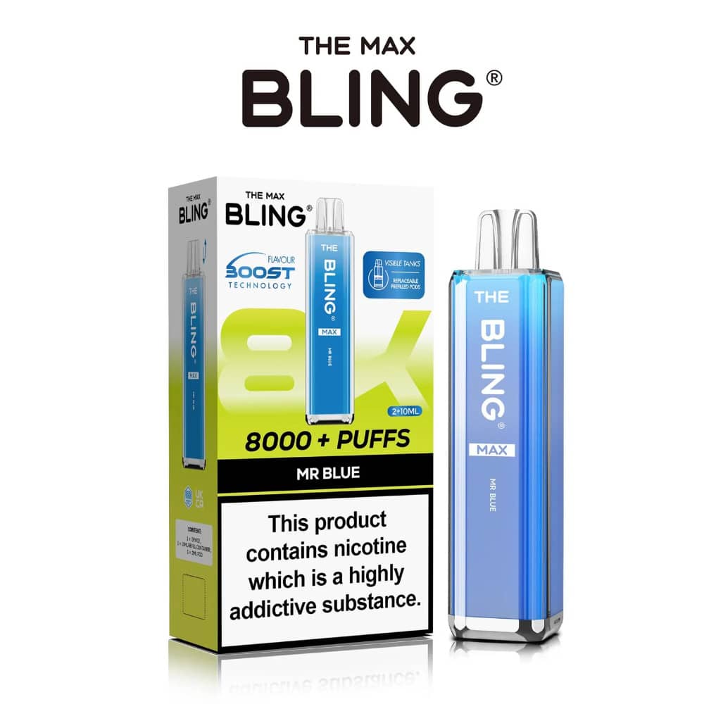 The Crystal Bling Pro Max 10k Vape Kit Box of 5 Mr Blue