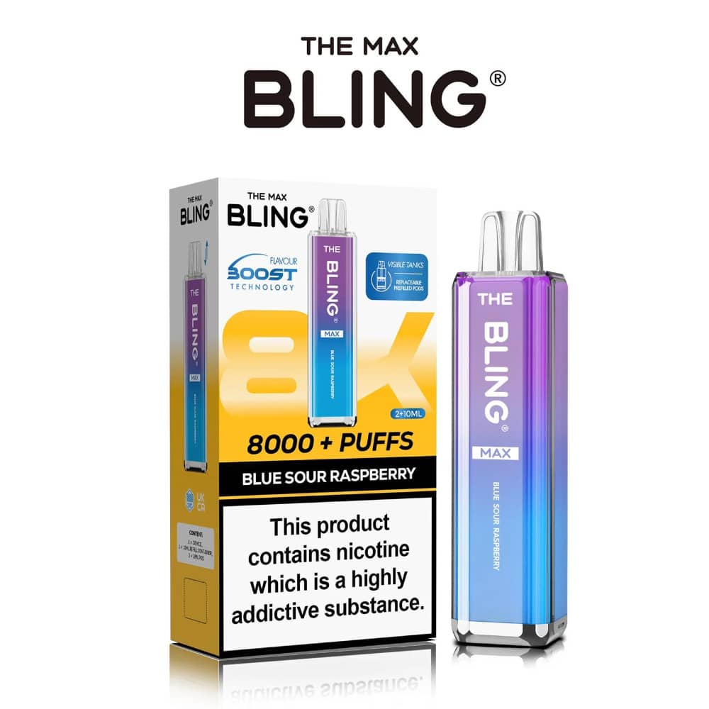 The Crystal Bling Pro Max 10k Vape Kit Box of 5 Blue Sour Raspberry