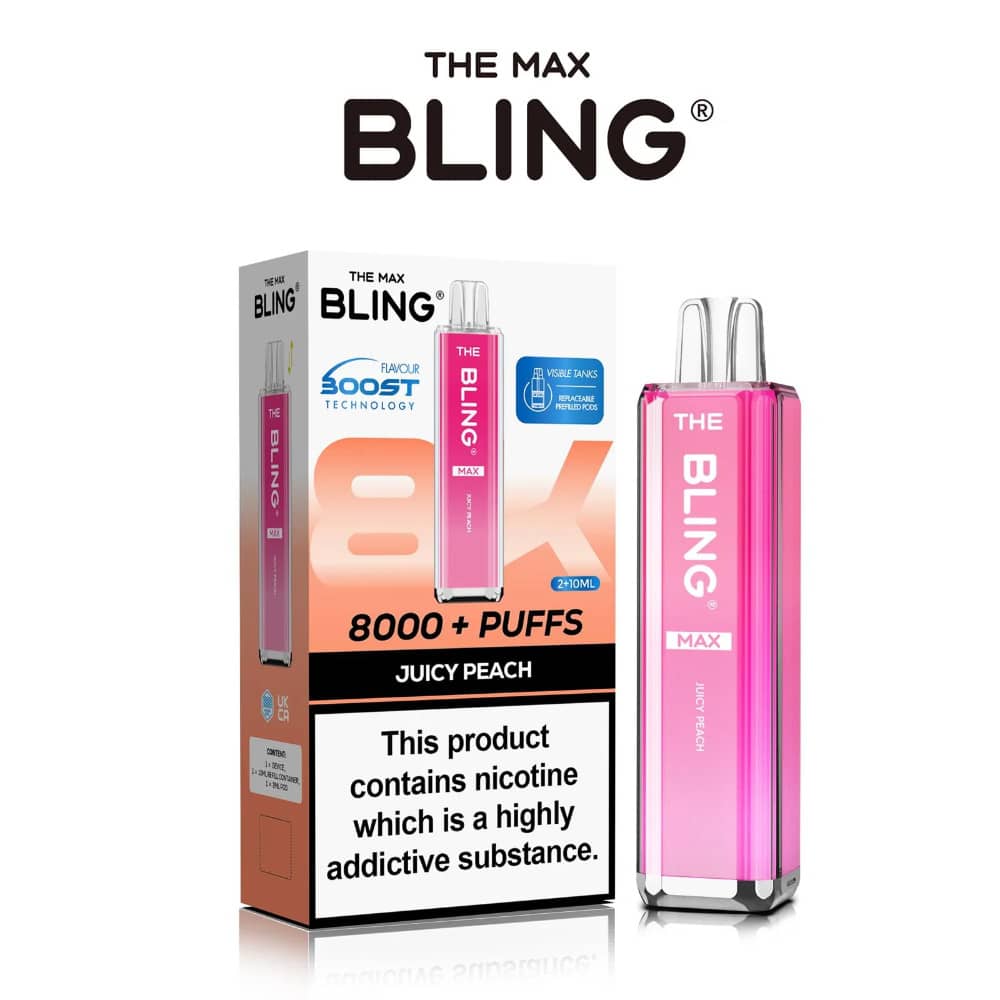 The Crystal Bling Pro Max 10k Vape Kit Box of 5 Juicy Peach