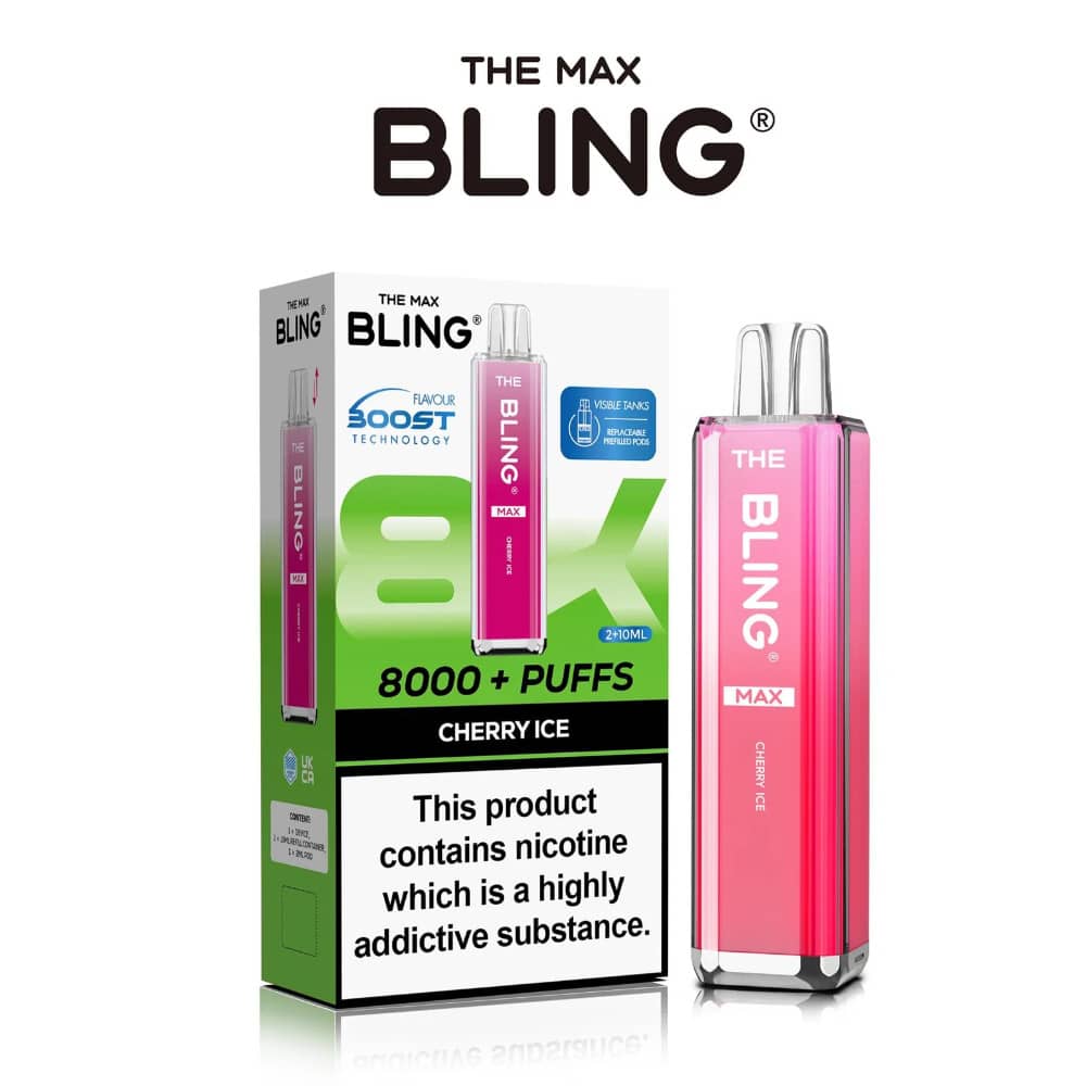 The Crystal Bling Pro Max 10k Vape Kit Box of 5 Cherry Ice
