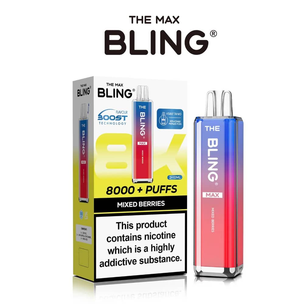The Crystal Bling Pro Max 10k Vape Kit Box of 5 Mixed Berries