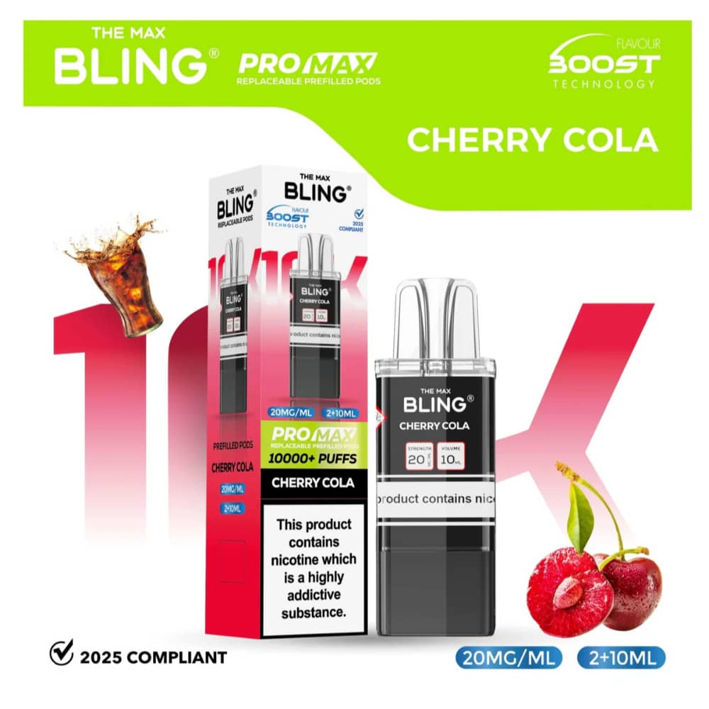 The Crystal Bling Pro Max 10k Pods Pack of 5 Cherry Cola