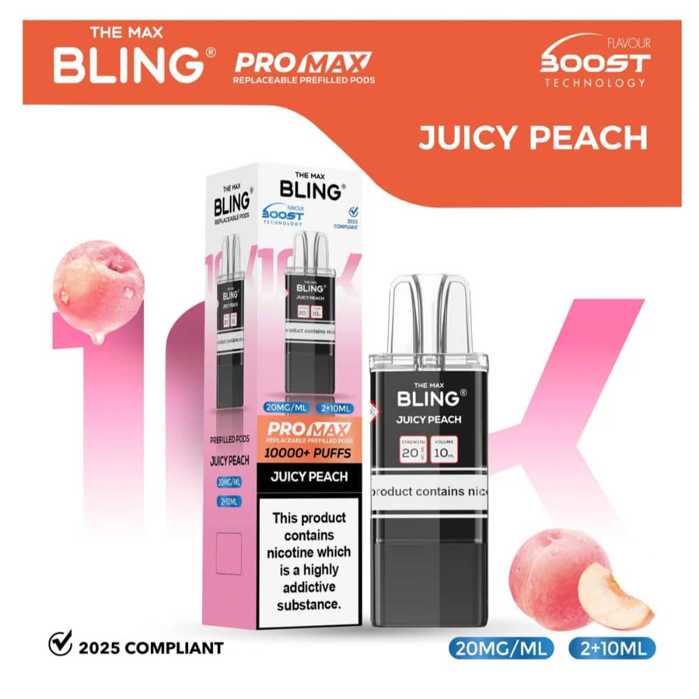 The Crystal Bling Pro Max 10k Pods Pack of 5 Juicy Peach