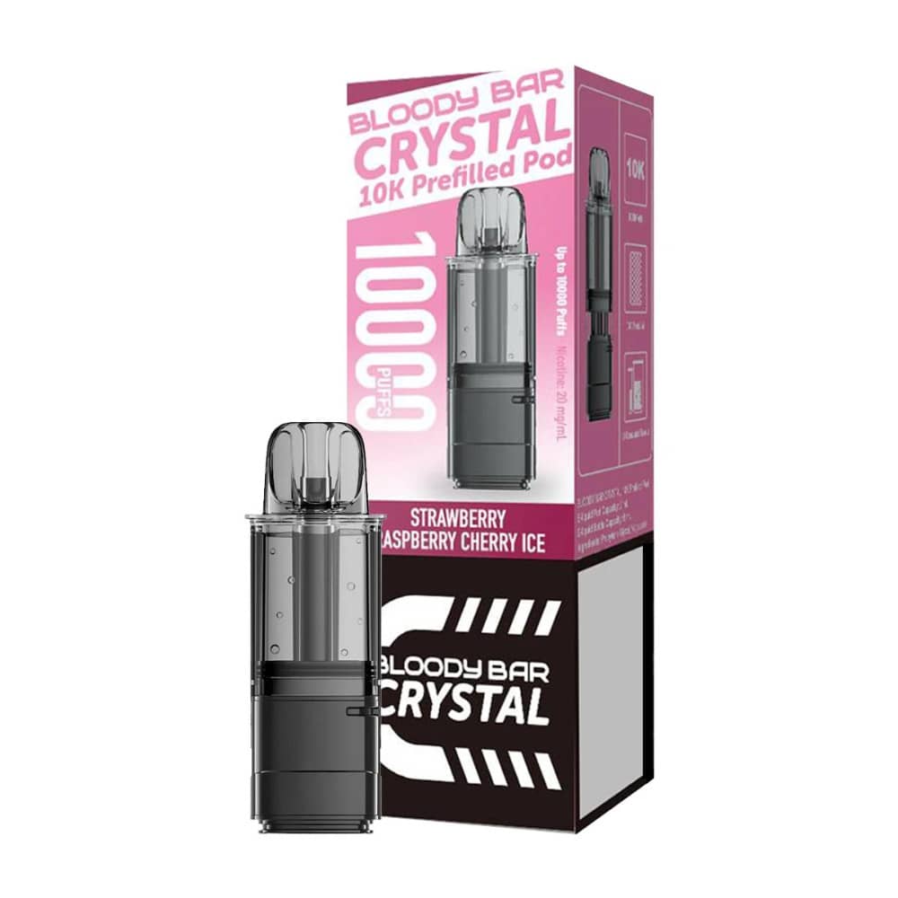 Bloody Bar Crystal 10k Pods Pack of 5 Strawberry Raspberry Cherry Ice