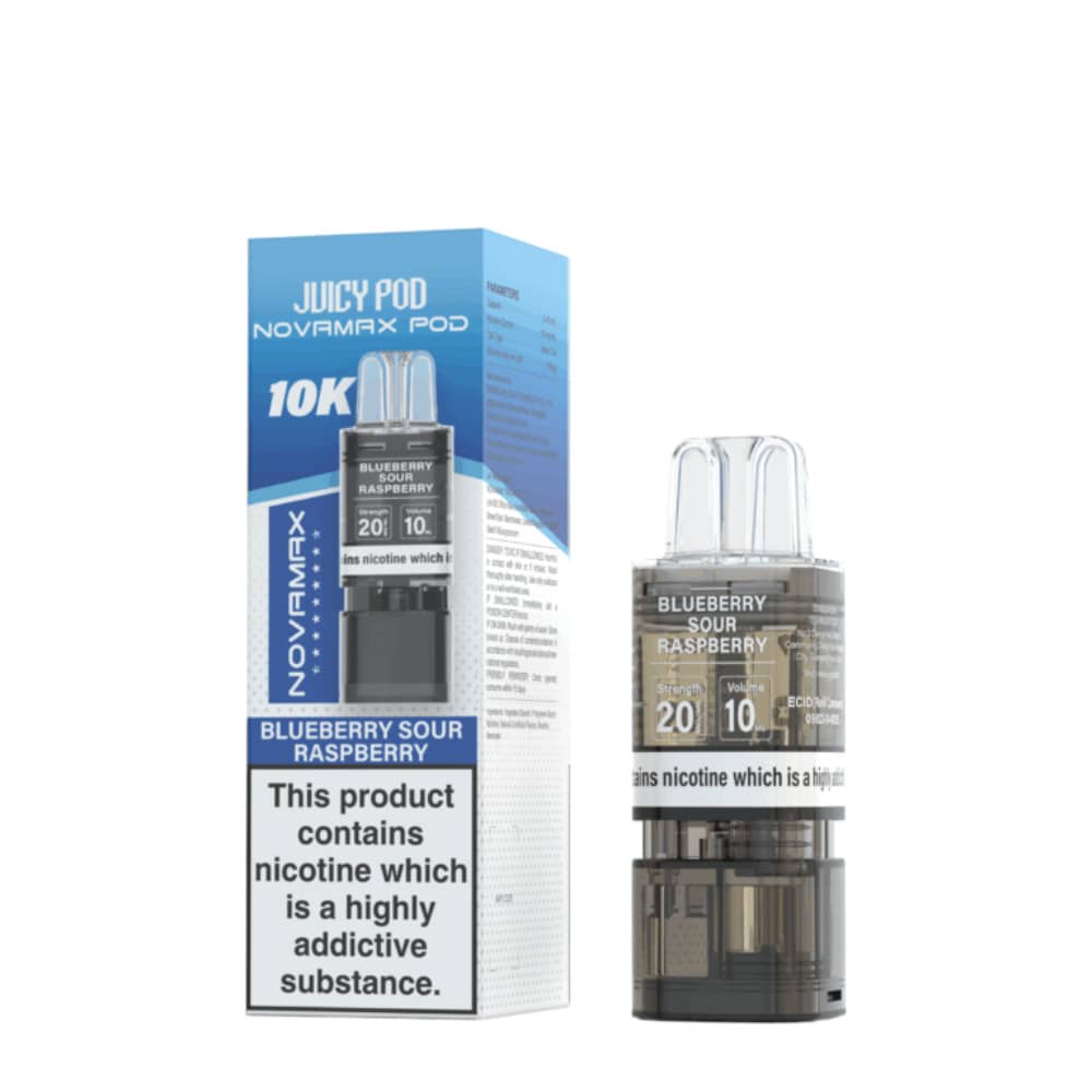 Juicy Pod Novamax 10K Pods Pack of 10 Blueberry Sour Raspberry