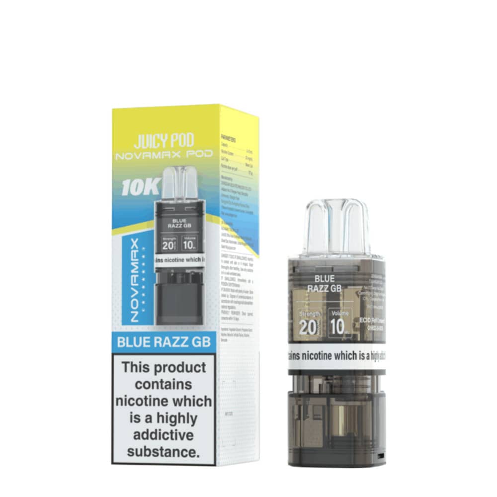 Juicy Pod Novamax 10K Pods Pack of 10 Blue Razz GB