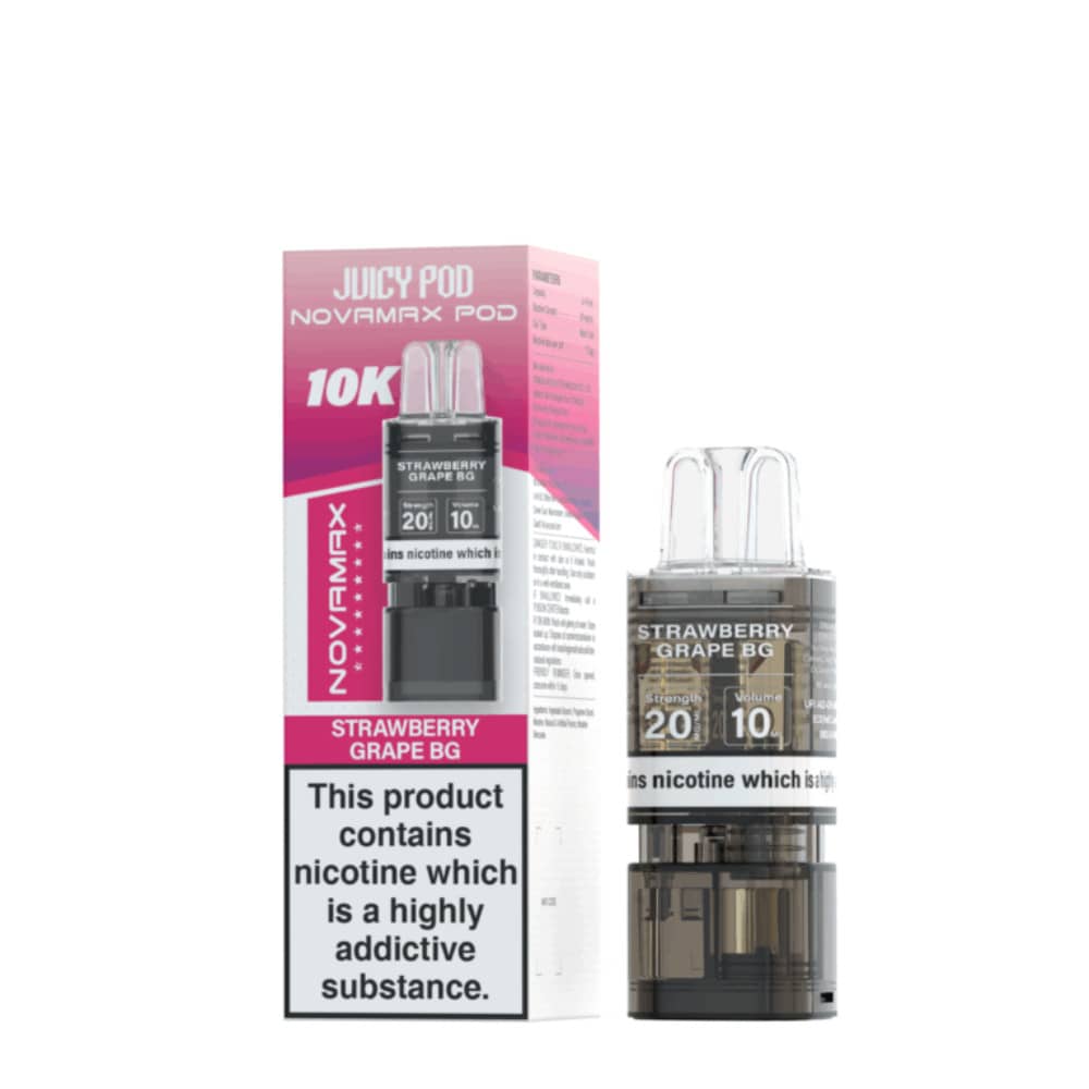 Juicy Pod Novamax 10K Pods Pack of 10 Strawberry Grape GB