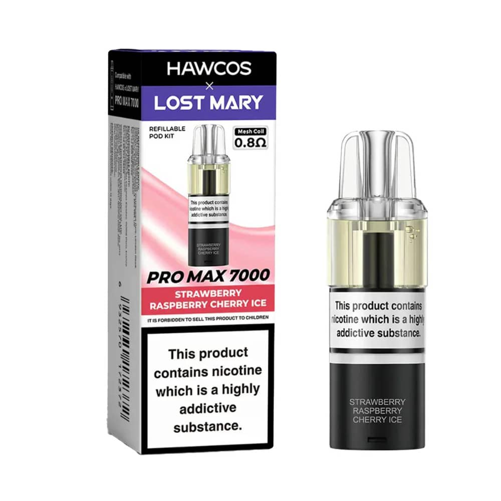 Lost Mary Hawcos Pro Max 7000 Pods Pack of 5 Strawberry Raspberry Cherry Ice