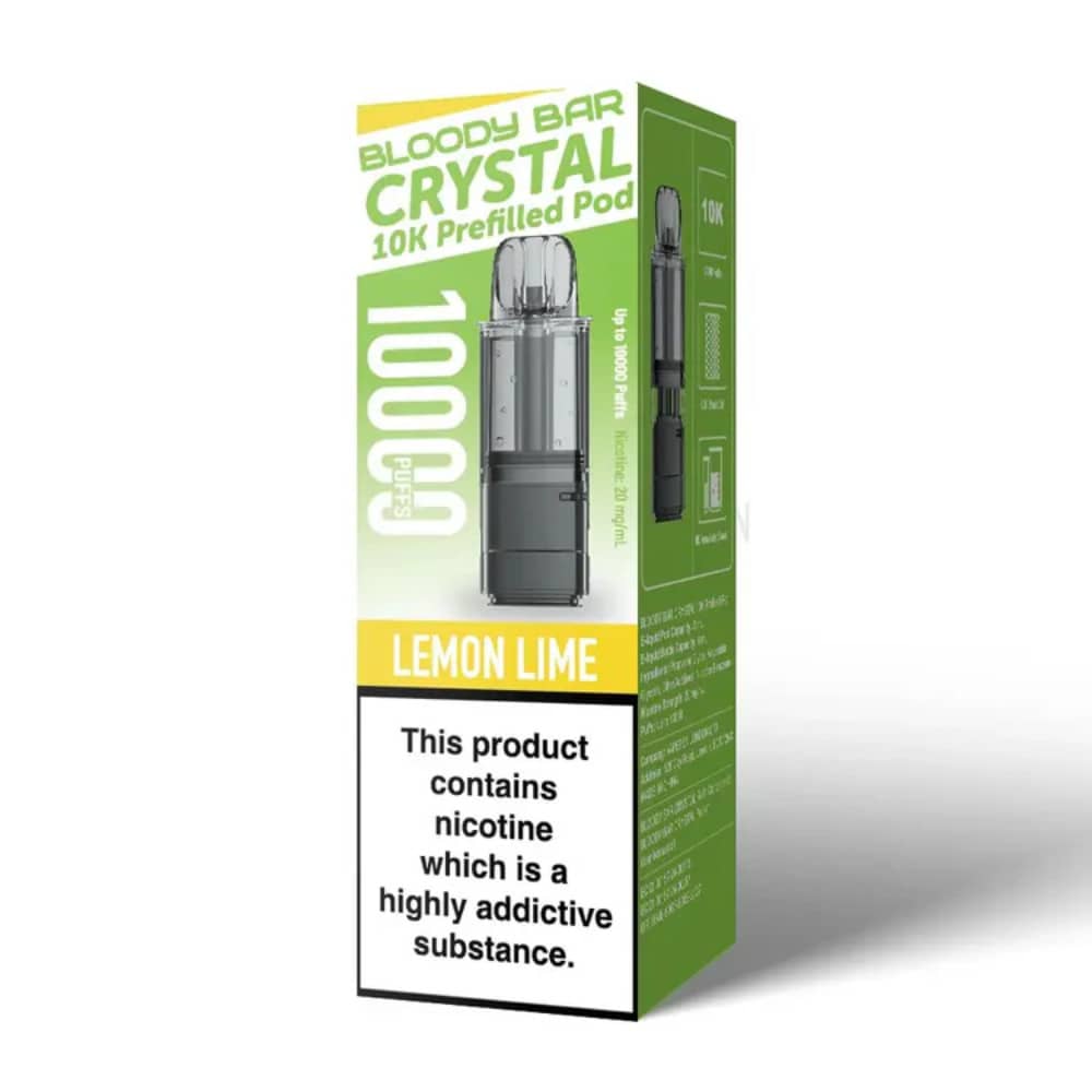 Bloody Bar Crystal 10k Vape Kit Box of 5 Lemon Lime