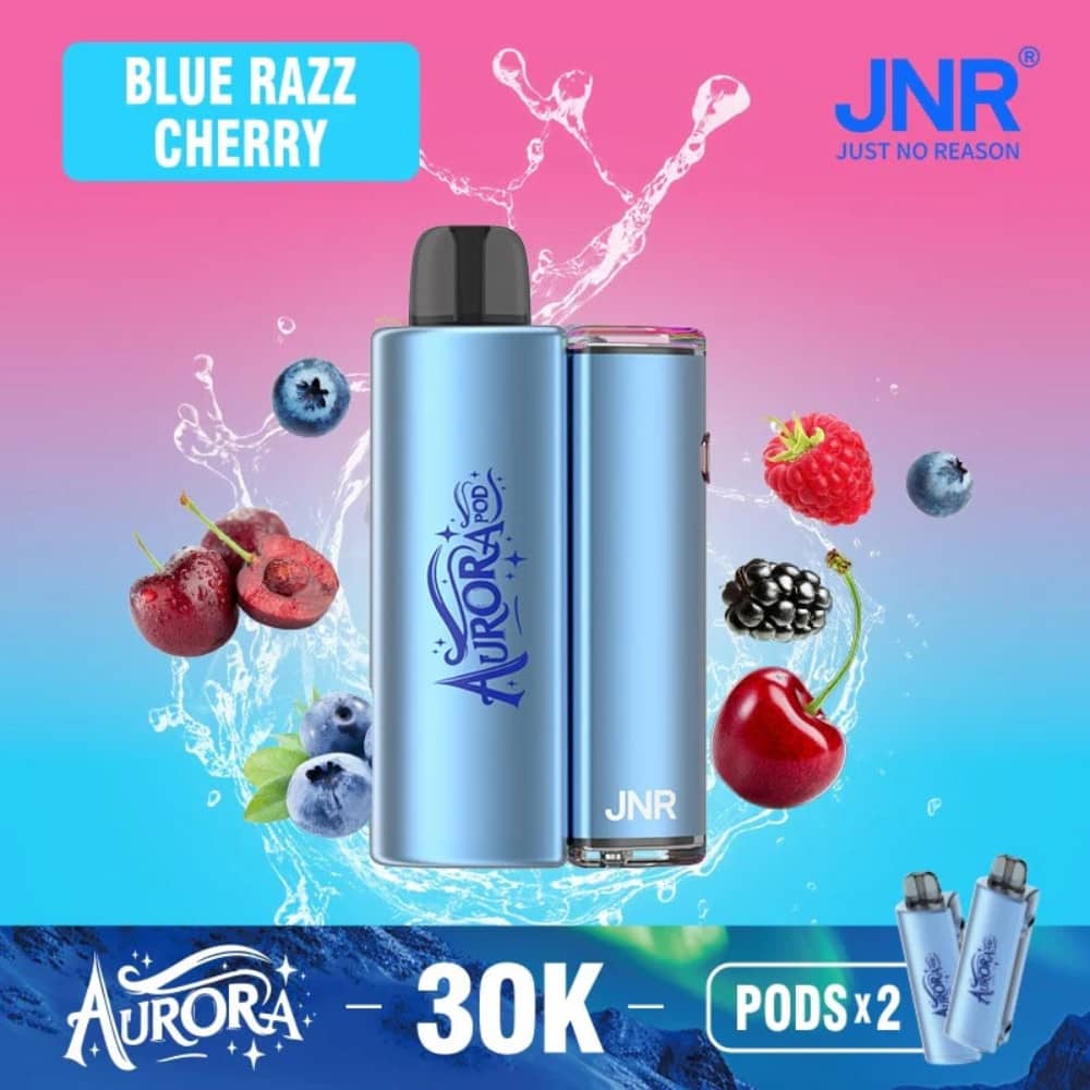 JNR Aurora 30k Prefilled Vape Kit Box of 5 Blue Razz Cherry