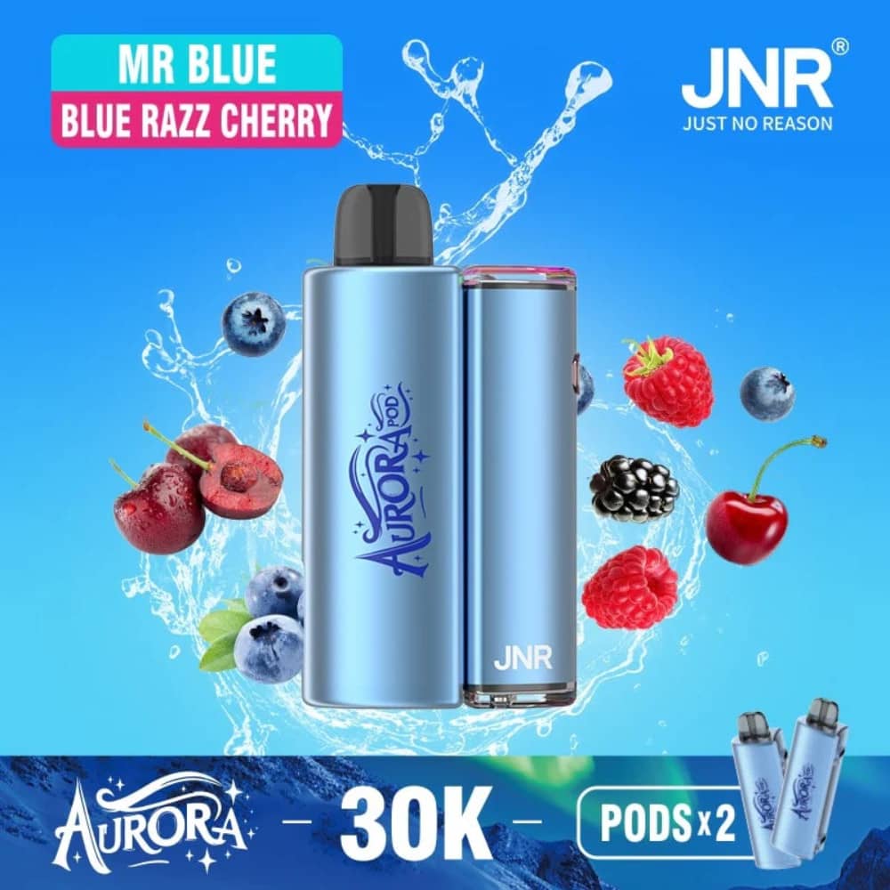 JNR Aurora 30k Prefilled Vape Kit Box of 5 Mr Blue / Blue Razz Cherry