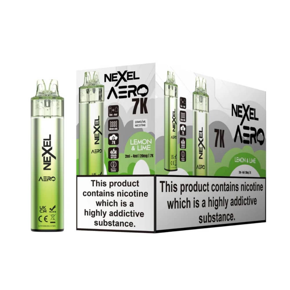 Nexel Aero 7k Prefilled Vape Kit Box of 5 Lemon Lime