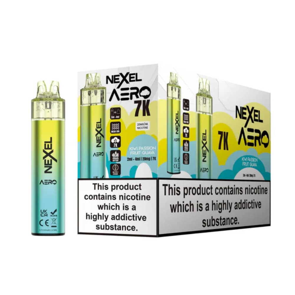 Nexel Aero 7k Prefilled Vape Kit Box of 5 Kiwi Passionfruit Guava