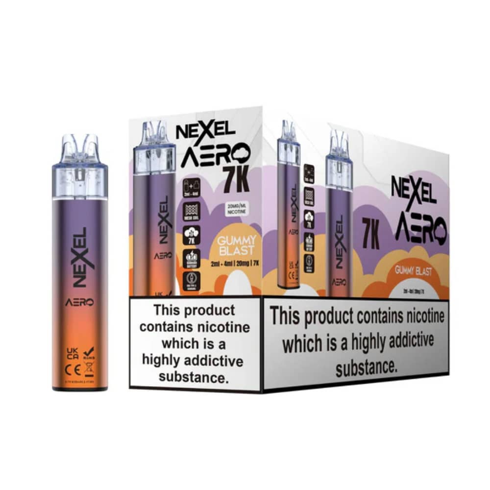 Nexel Aero 7k Prefilled Vape Kit Box of 5 Gummy Blast