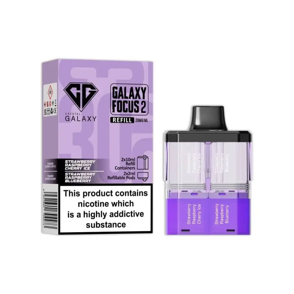 Crystal Galaxy Focus 6k Pods Pack of 5 Strawberry Raspberry Cherry Ice / Strawberry Raspberry Blueberry