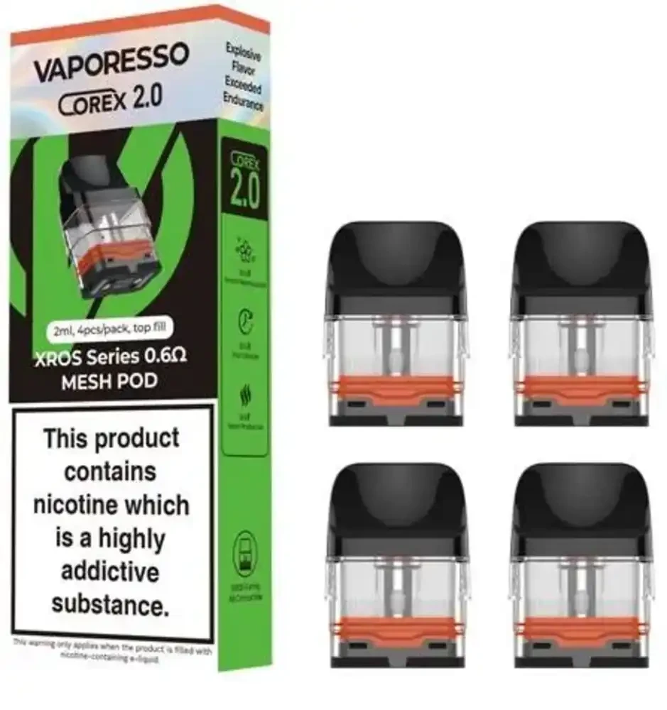 Vaporesso Xros Corex 2.0 Replacement Pods 4 Packs 0.6ohm Mesh Pod
