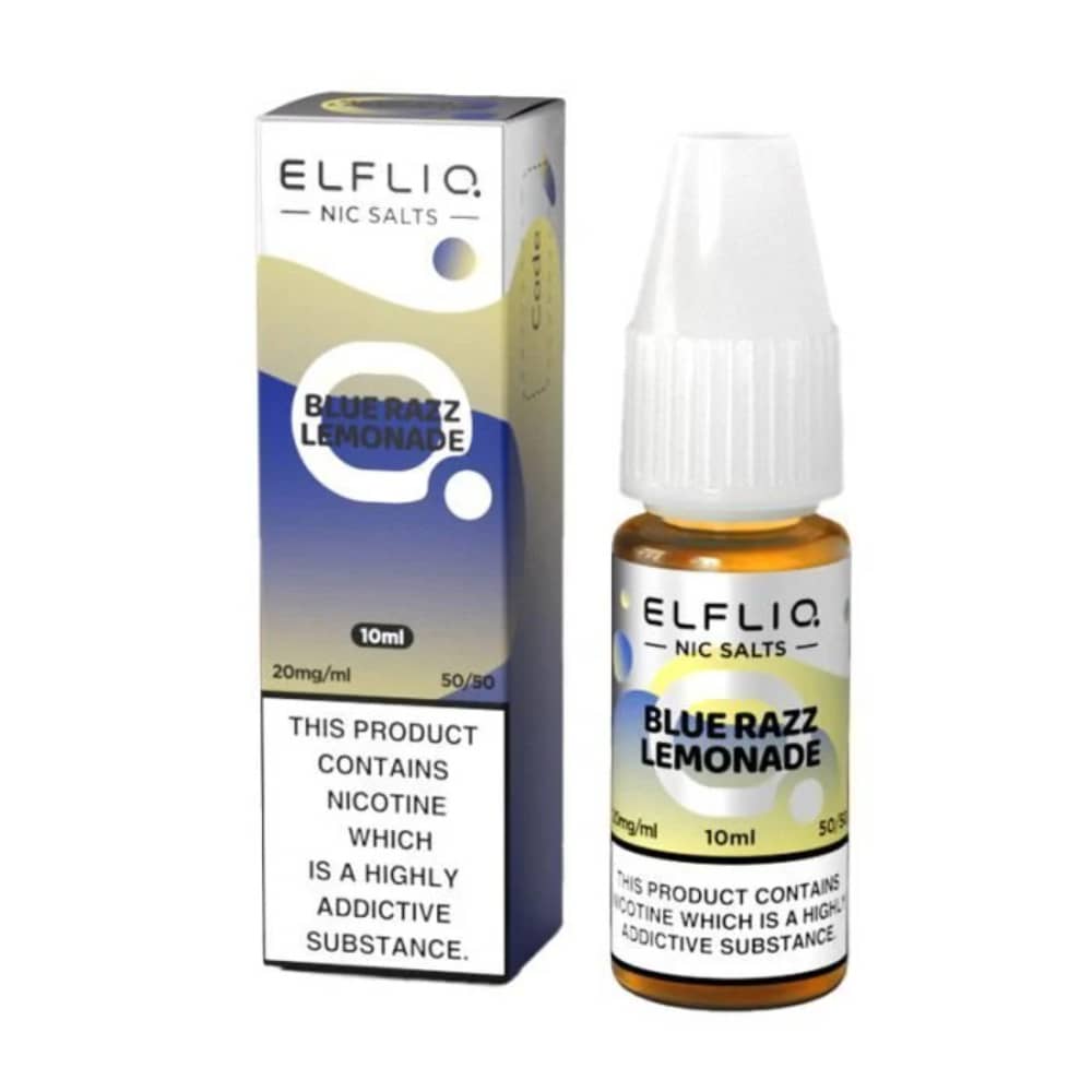 Elf Bar Elfliq Nic Salt E-Liquids 10ml Box of 10 Blue Razz Lemonade 10mg