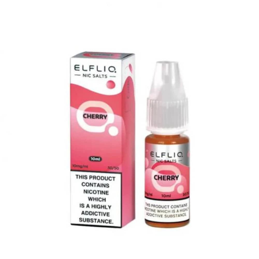 Elf Bar Elfliq Nic Salt E-Liquids 10ml Box of 10 Cherry 10mg