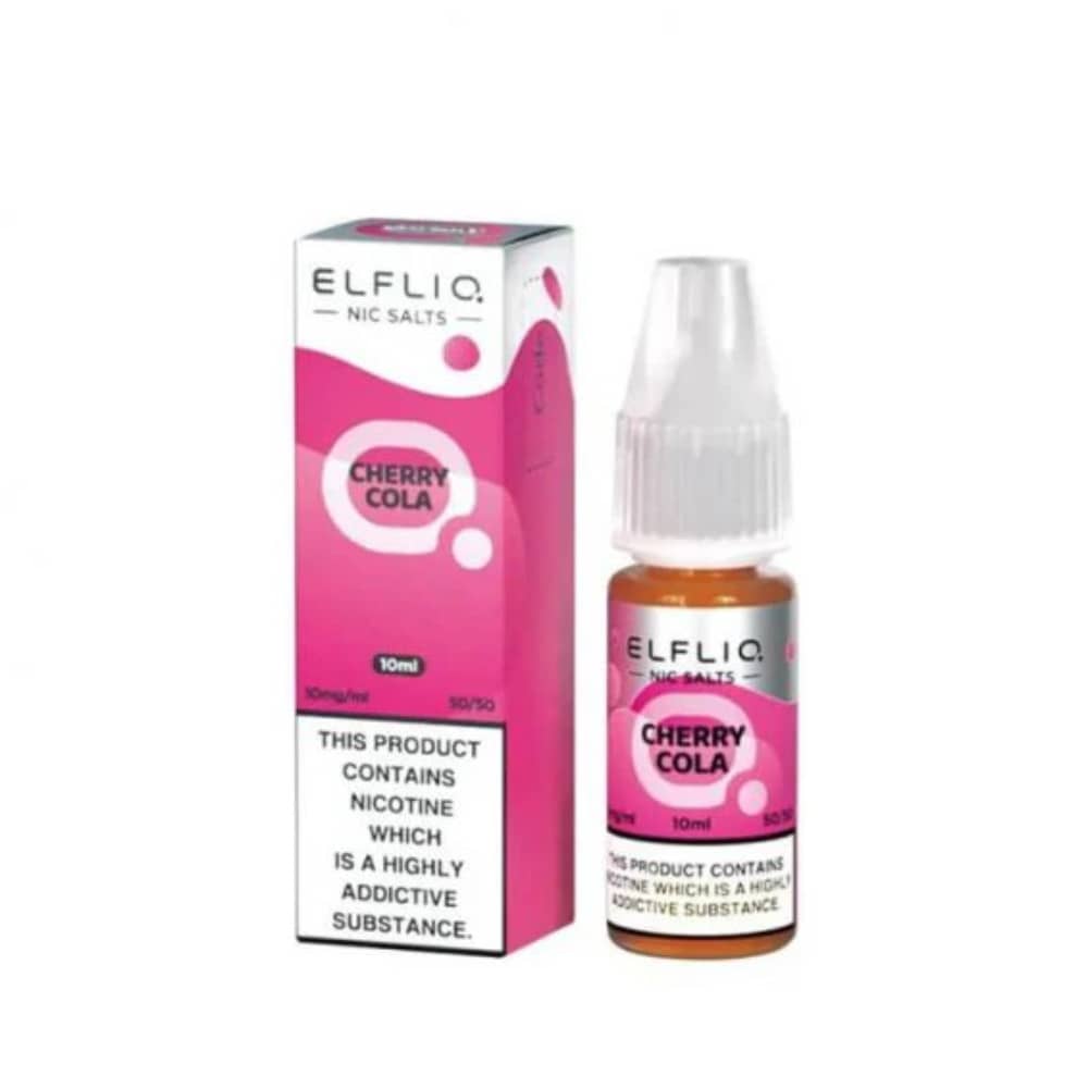 Elf Bar Elfliq Nic Salt E-Liquids 10ml Box of 10 Cherry Cola 10mg