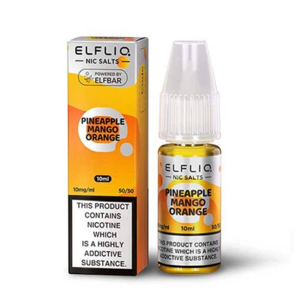 Elf Bar Elfliq Nic Salt E-Liquids 10ml Box of 10 Pineapple Mango 10mg