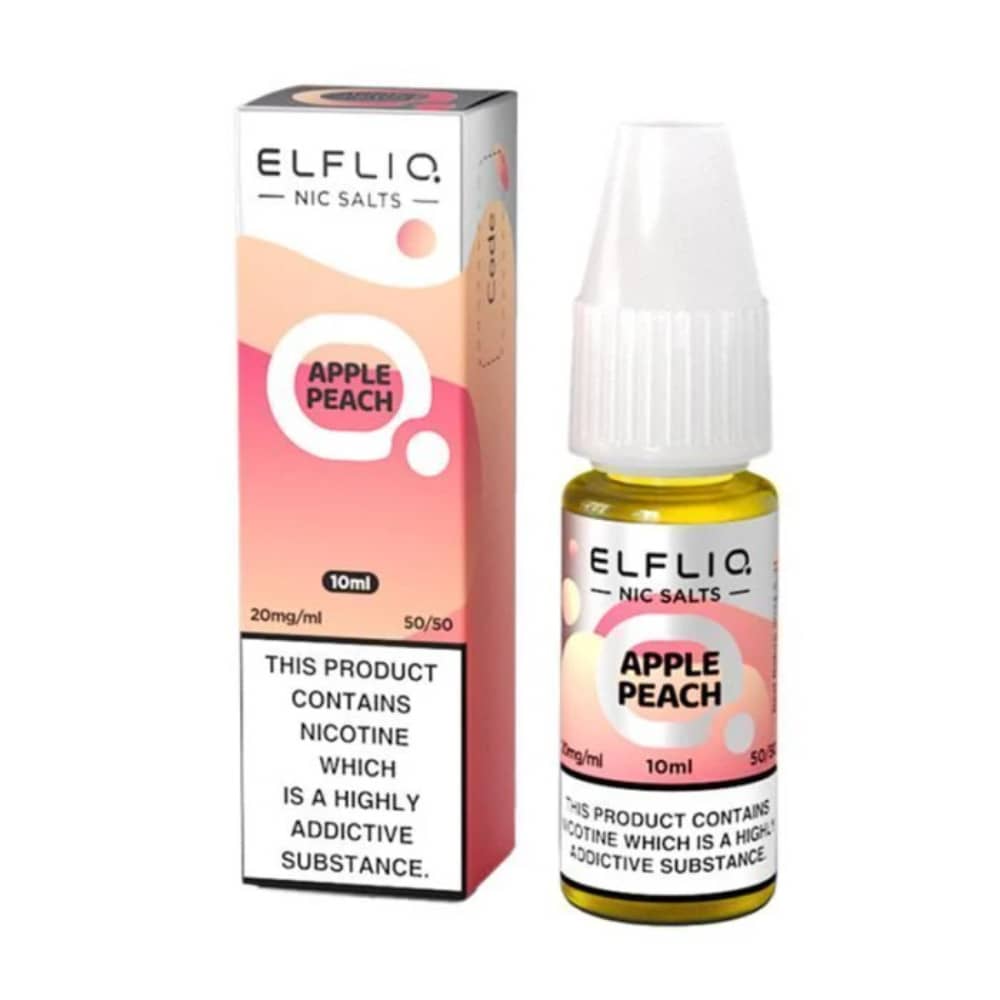 Elf Bar Elfliq Nic Salt E-Liquids 10ml Box of 10 Apple Peach 20mg