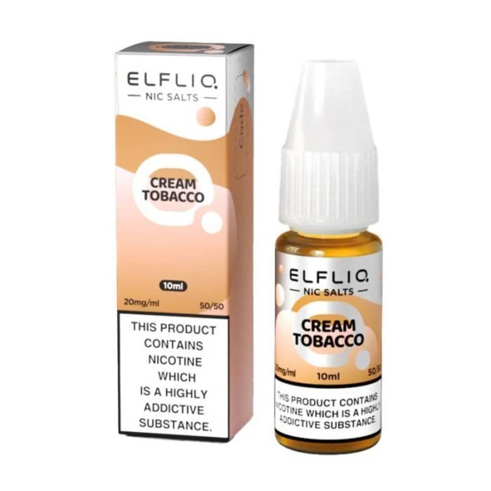 Elf Bar Elfliq Nic Salt E-Liquids 10ml Box of 10 Cream Tobacco 20mg