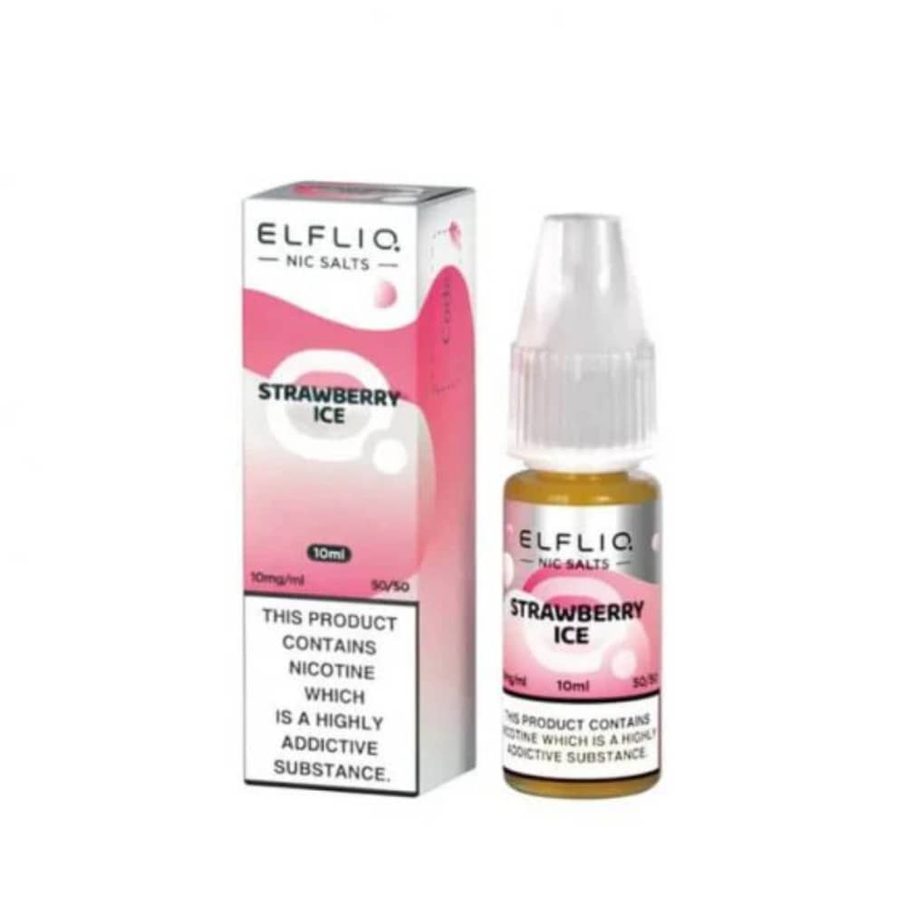 Elf Bar Elfliq Nic Salt E-Liquids 10ml Box of 10 Strawberry Ice 20mg