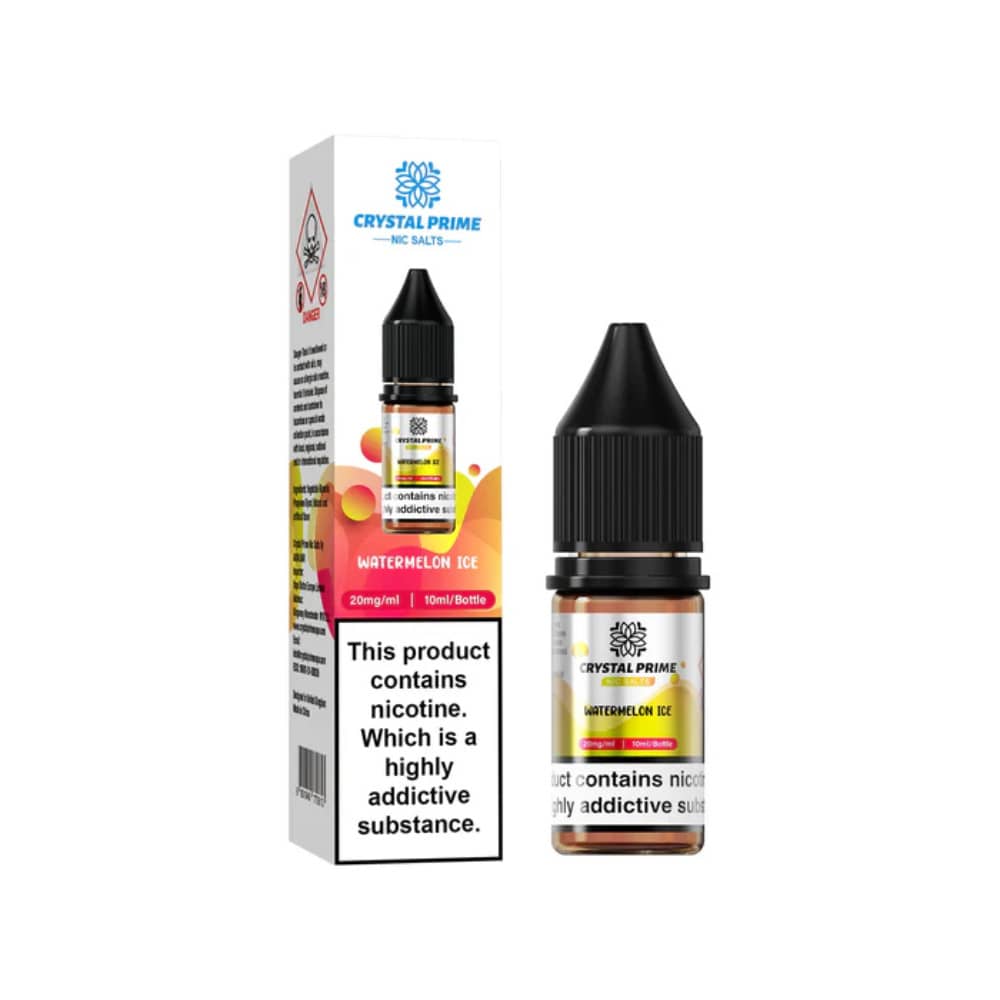 Crystal Prime Nic Salts E-Liquids 10ml Box of 10 Watermelon Ice 10mg
